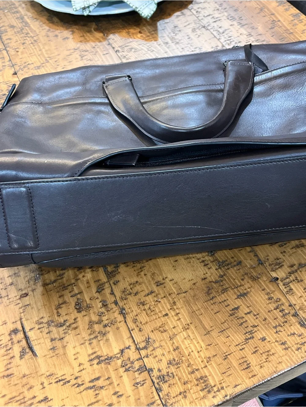 TUMI Brown Leather Briefcase Laptop Messenger/ Expandable Carry-On Shoulder Bag